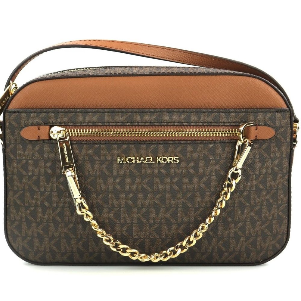 Michael Kors Jet Set Chain Crossbody - Large - Brown Monogram